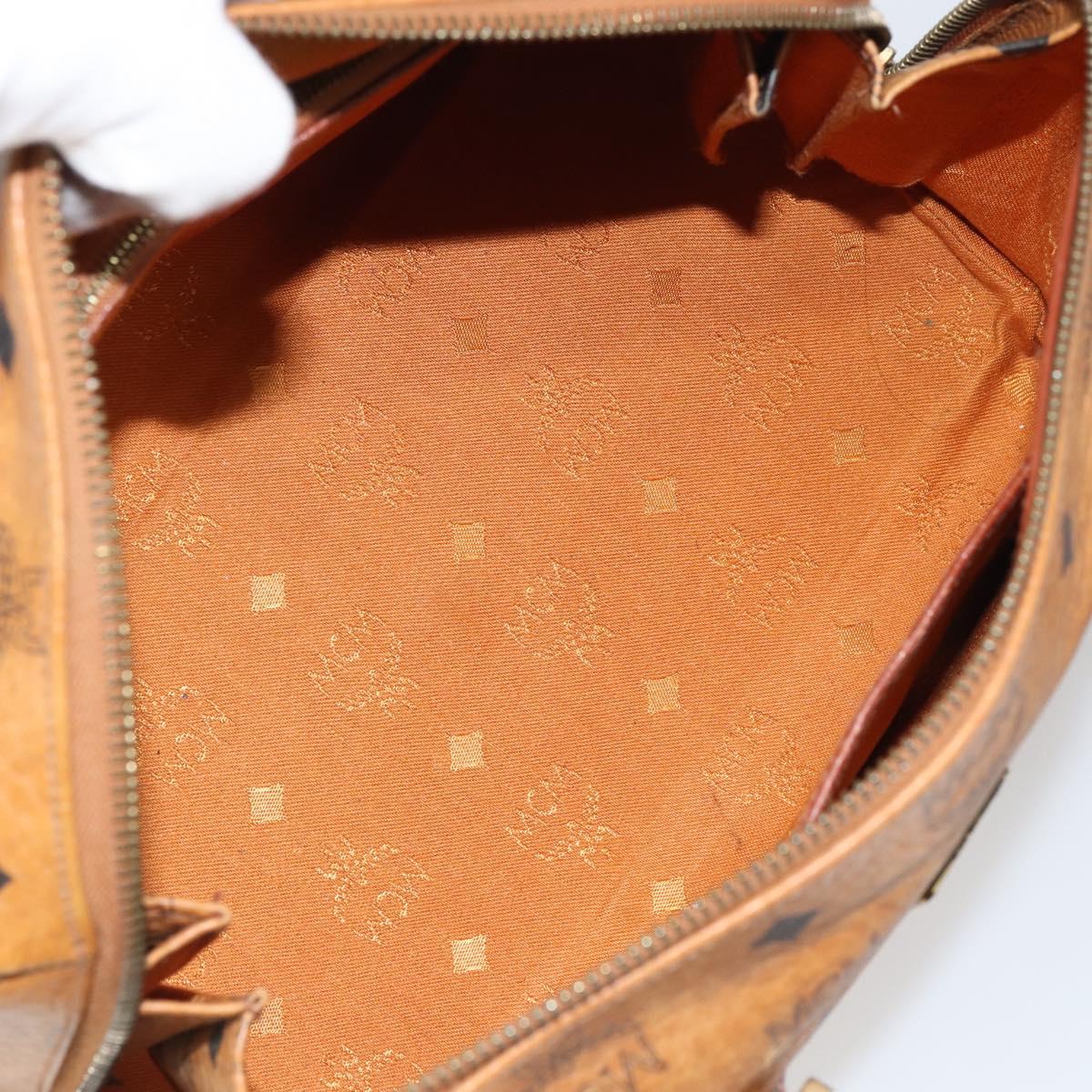 MCM Vicetos Logogram Hand Bag PVC Leather Brown Gold Auth gh1634