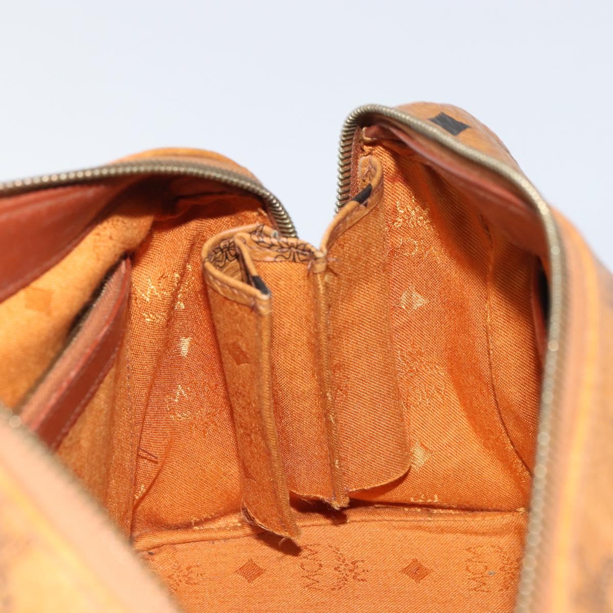 MCM Vicetos Logogram Hand Bag PVC Leather Brown Gold Auth gh1634