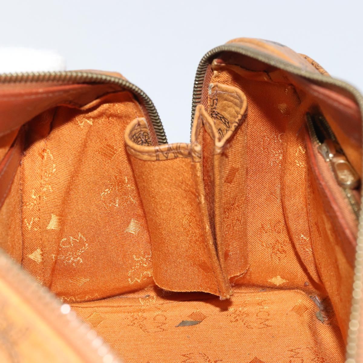 MCM Vicetos Logogram Hand Bag PVC Leather Brown Gold Auth gh1634