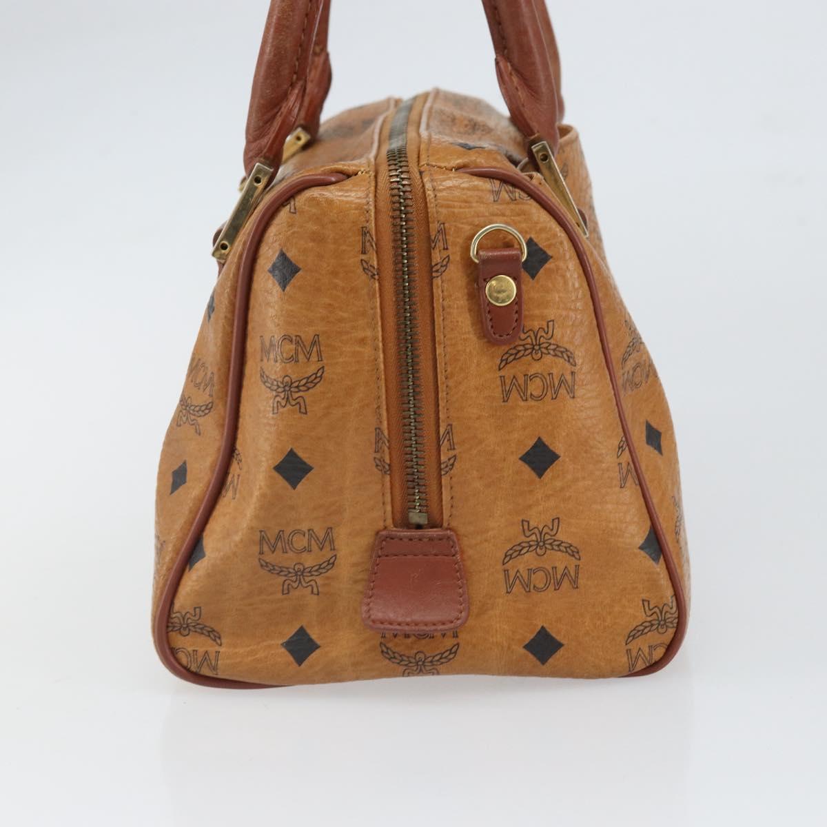 MCM Vicetos Logogram Hand Bag PVC Leather Brown Gold Auth gh1634