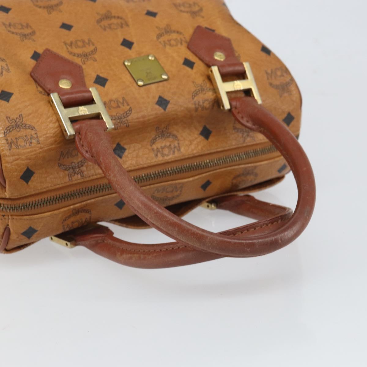 MCM Vicetos Logogram Hand Bag PVC Leather Brown Gold Auth gh1634
