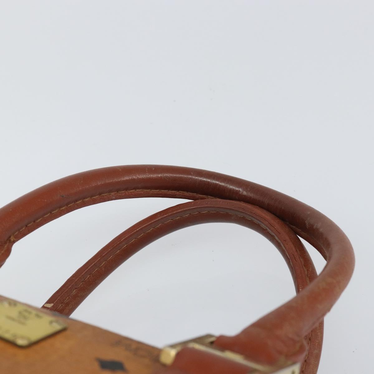 MCM Vicetos Logogram Hand Bag PVC Leather Brown Gold Auth gh1634