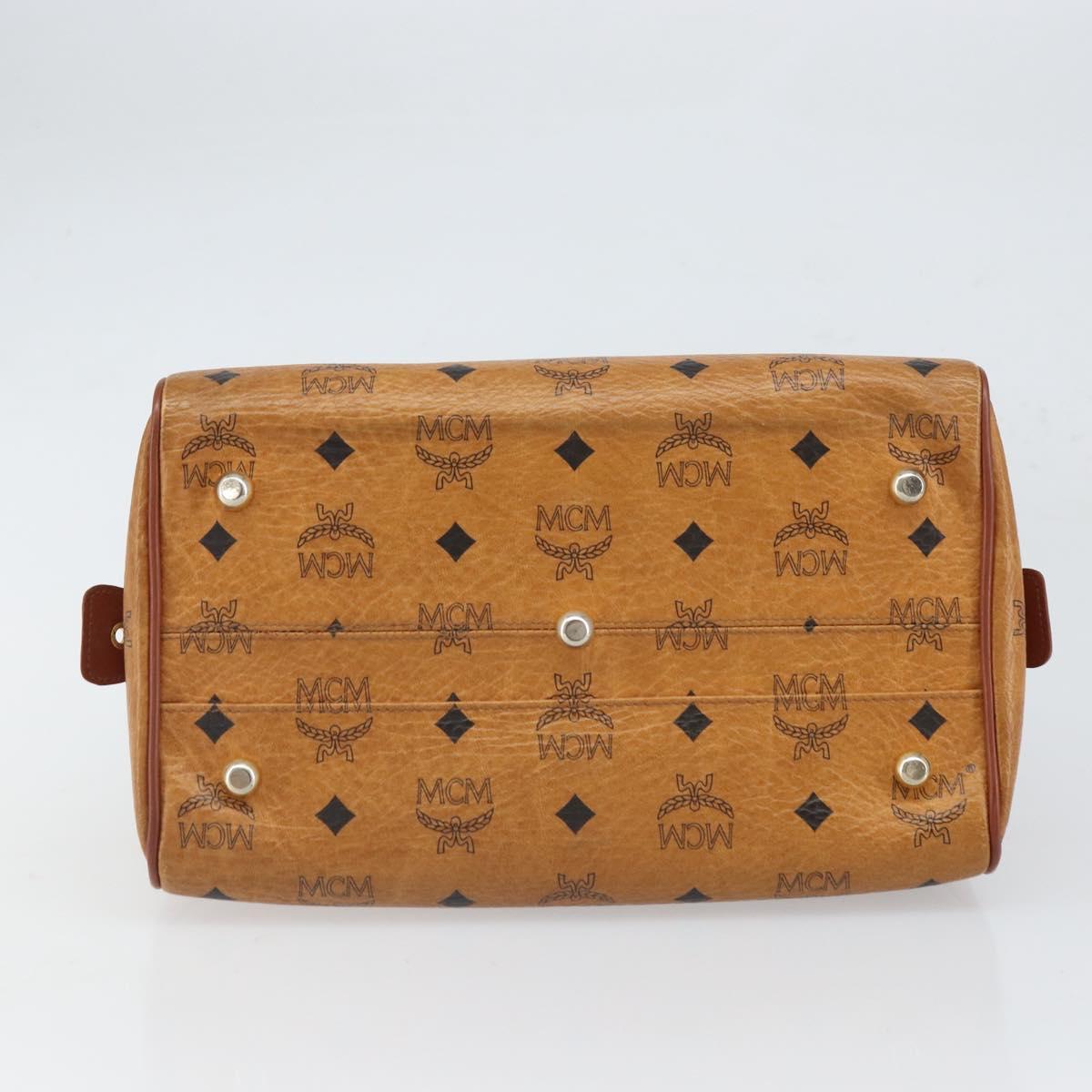 MCM Vicetos Logogram Hand Bag PVC Leather Brown Gold Auth gh1634