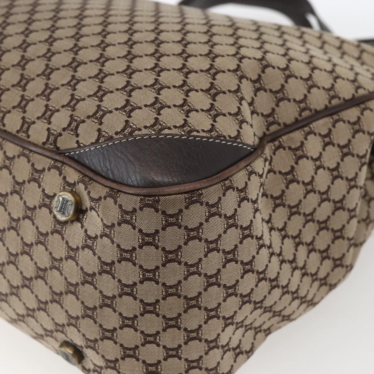 CELINE Macadam Canvas Tote Bag Beige Gold Auth gh1636