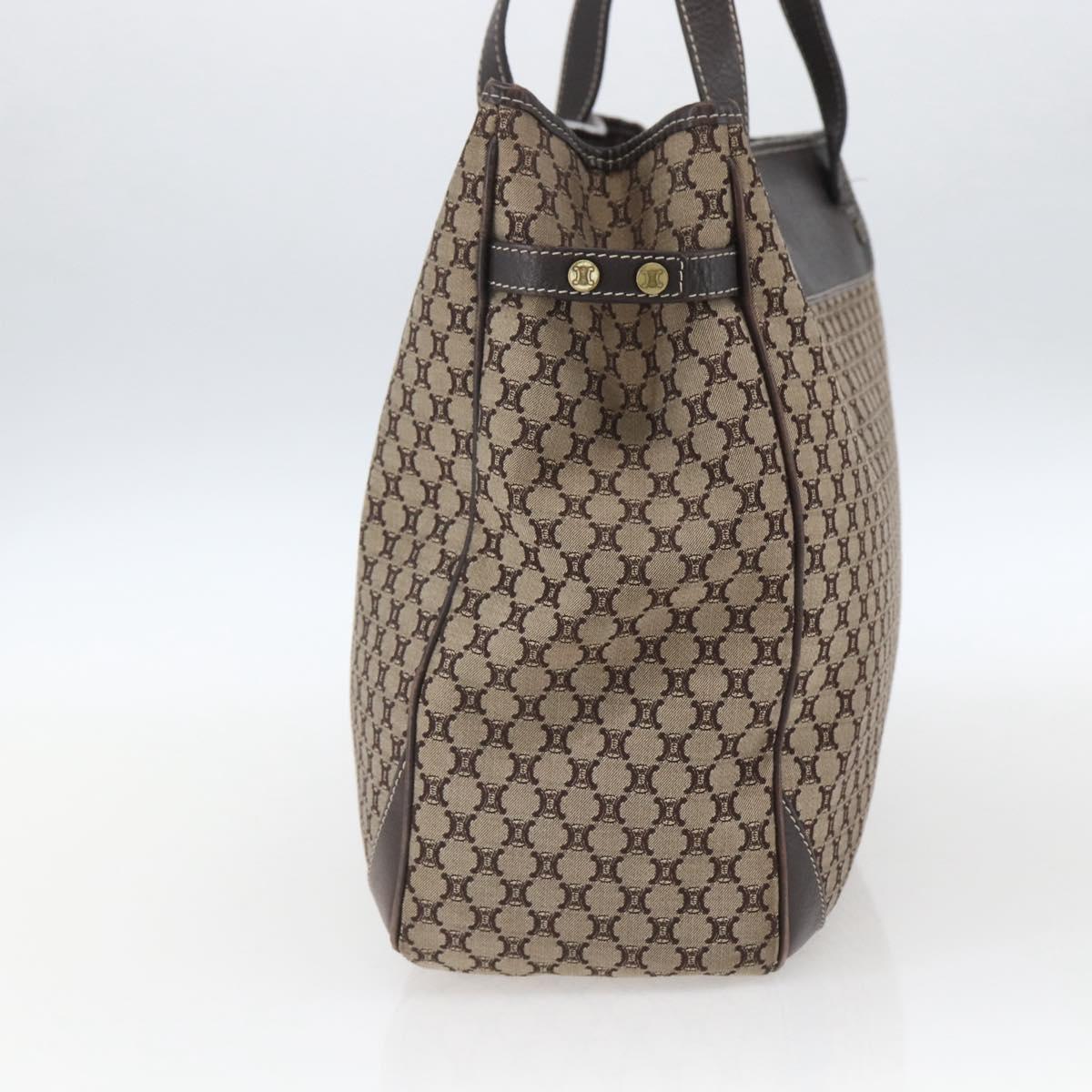 CELINE Macadam Canvas Tote Bag Beige Gold Auth gh1636