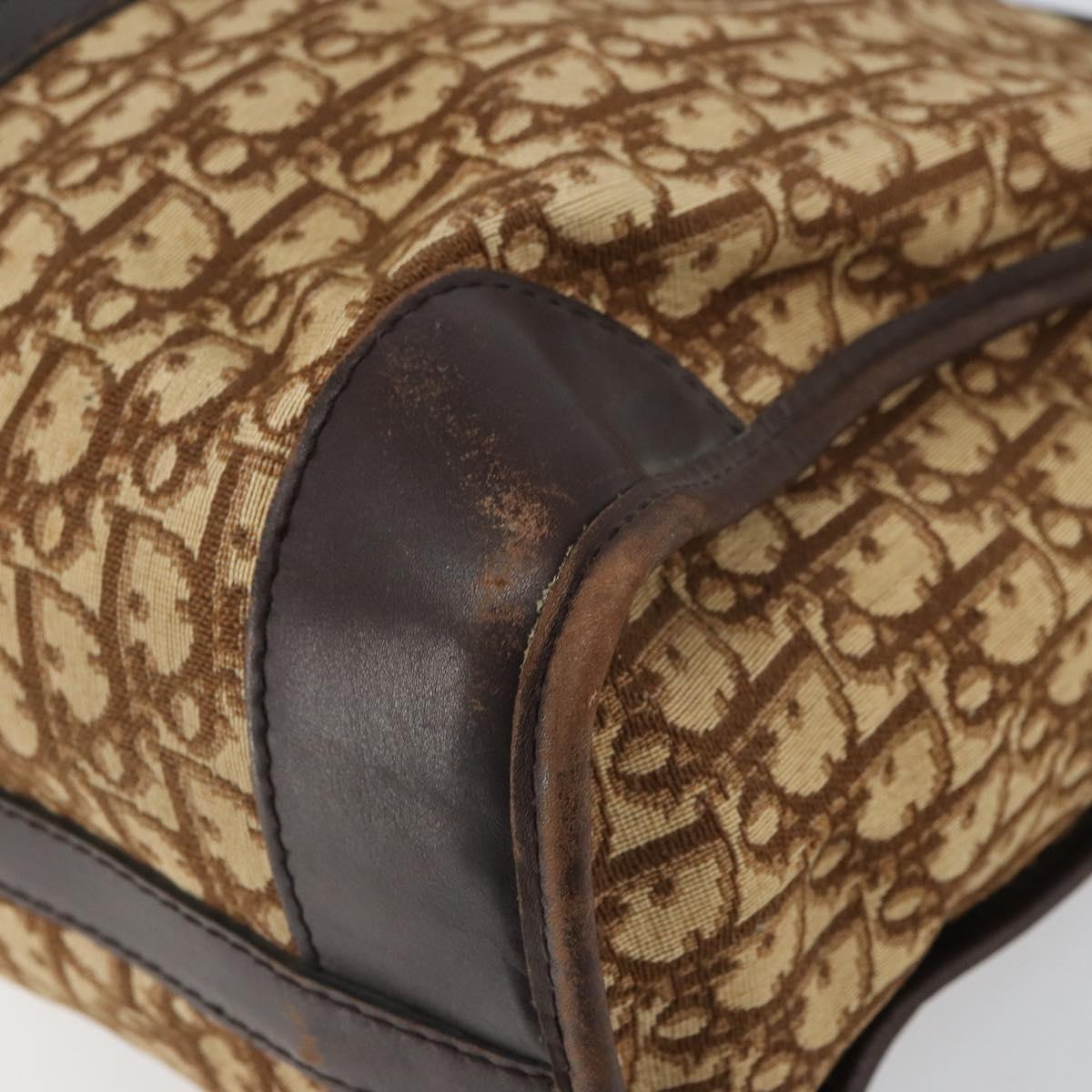 Christian Dior Trotter Canvas Boston Bag Brown Gold Auth gh1637