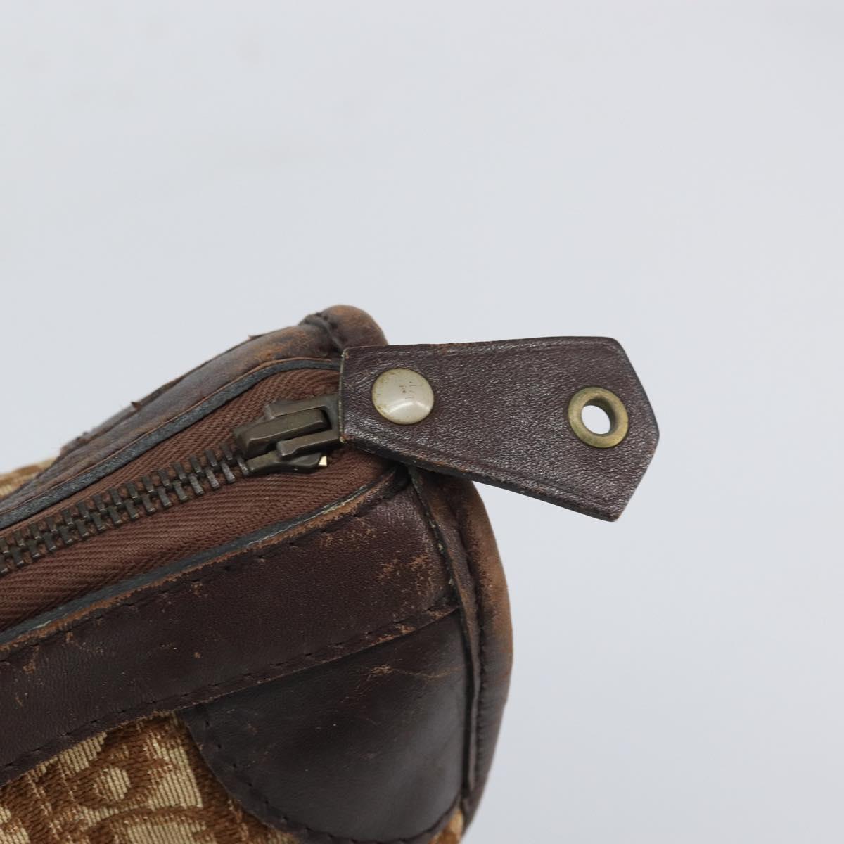 Christian Dior Trotter Canvas Boston Bag Brown Gold Auth gh1637