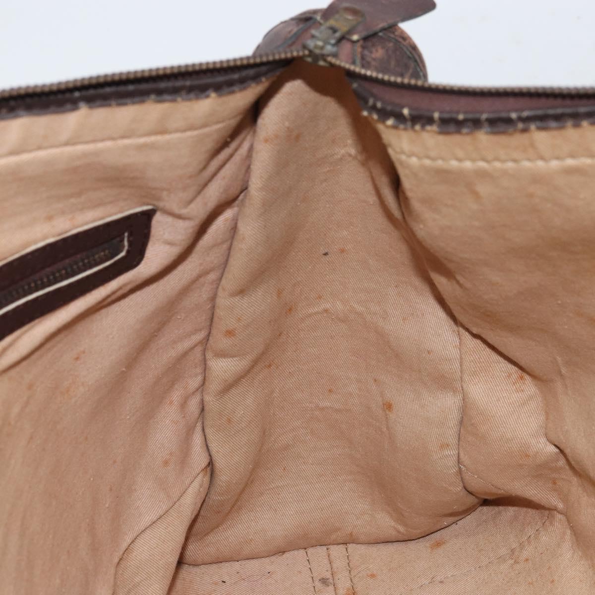 Christian Dior Trotter Canvas Boston Bag Brown Gold Auth gh1637