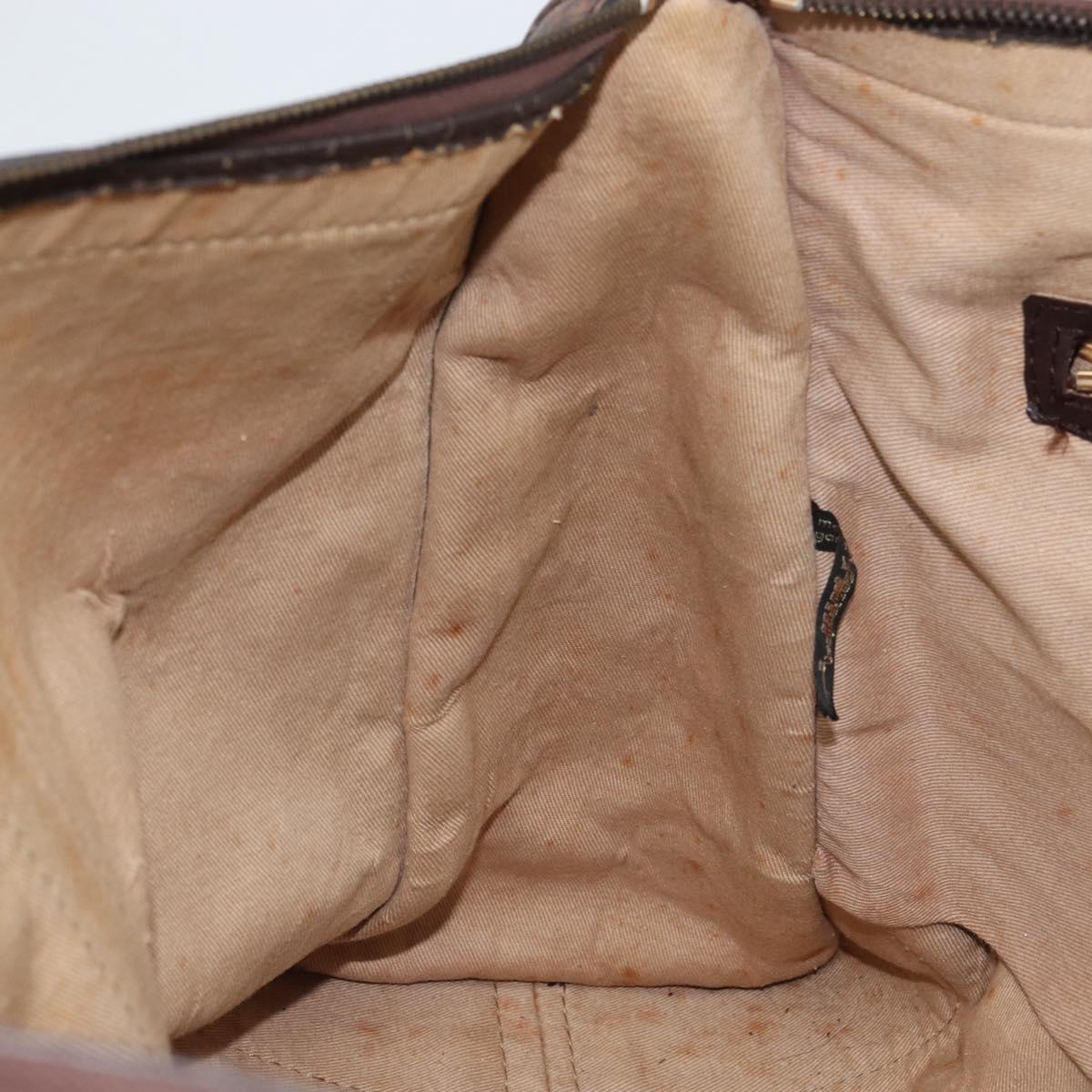 Christian Dior Trotter Canvas Boston Bag Brown Gold Auth gh1637