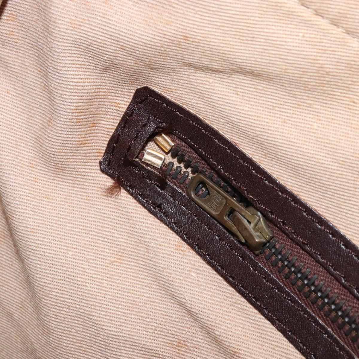 Christian Dior Trotter Canvas Boston Bag Brown Gold Auth gh1637