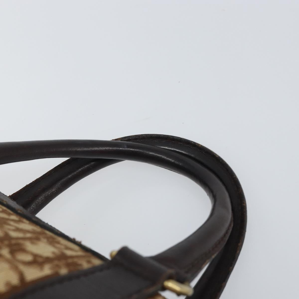 Christian Dior Trotter Canvas Boston Bag Brown Gold Auth gh1637