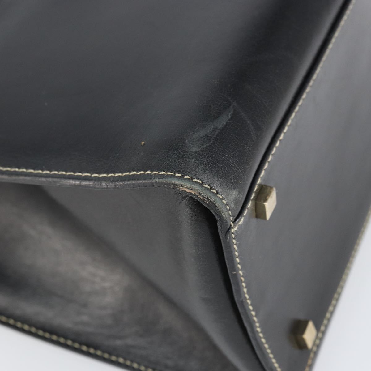 GUCCI Hand Bag Leather Black Gold 000 0857 Auth gh1638