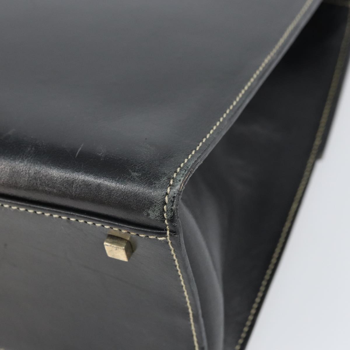 GUCCI Hand Bag Leather Black Gold 000 0857 Auth gh1638