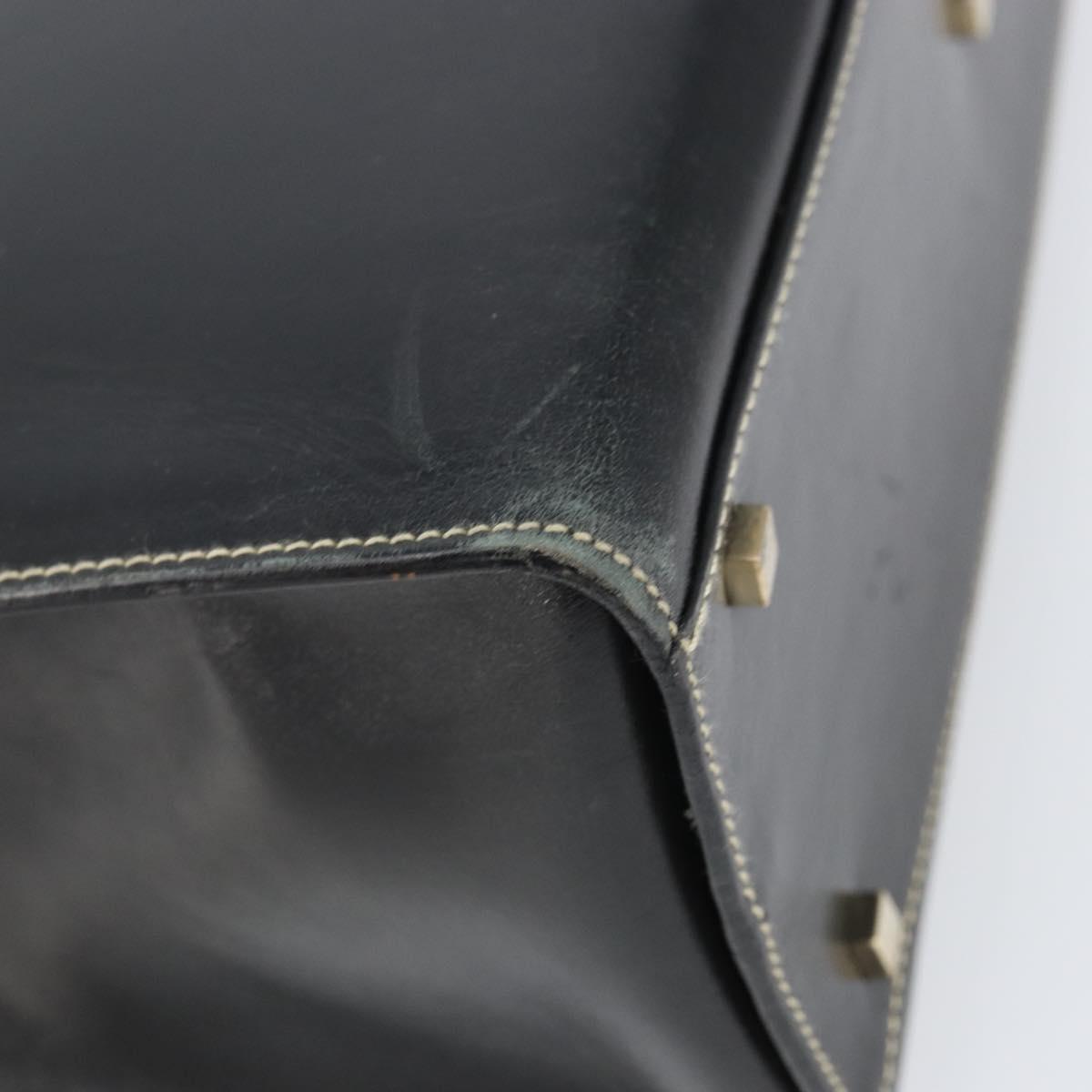 GUCCI Hand Bag Leather Black Gold 000 0857 Auth gh1638