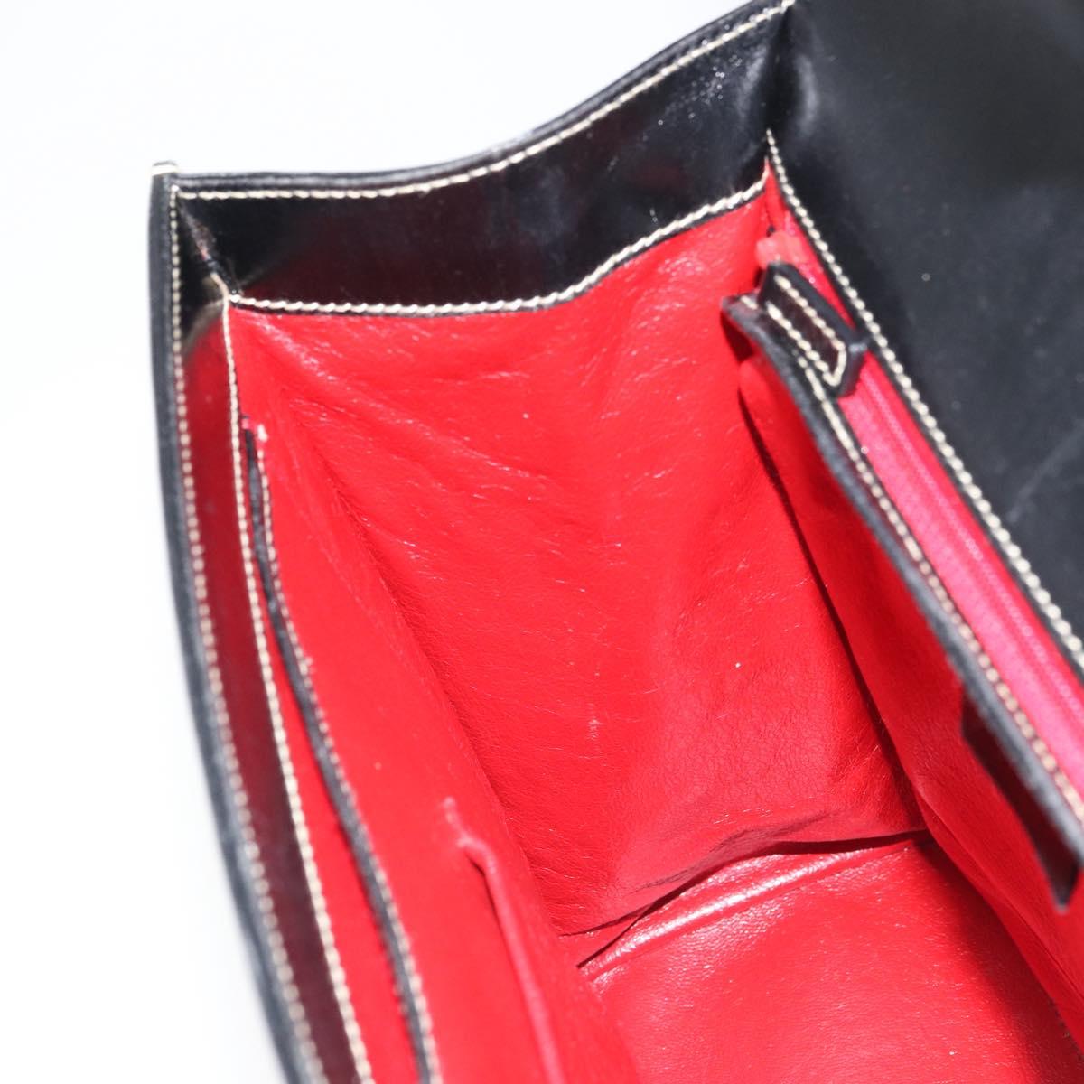 GUCCI Hand Bag Leather Black Gold 000 0857 Auth gh1638