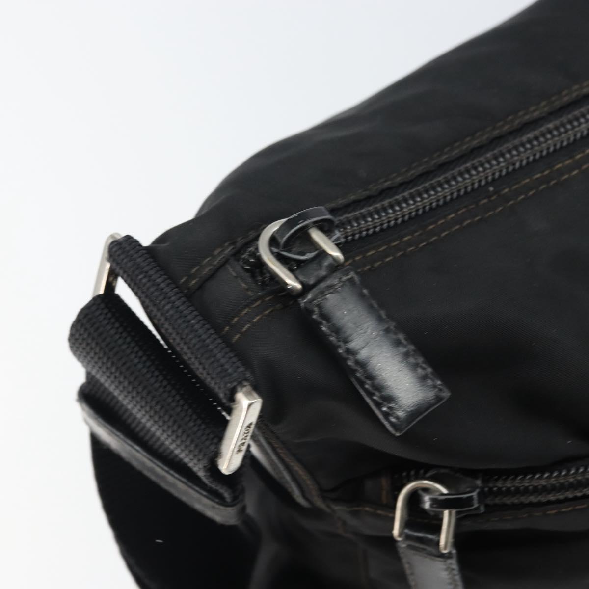 PRADA Shoulder Bag Nylon Black Silver Auth gh1639