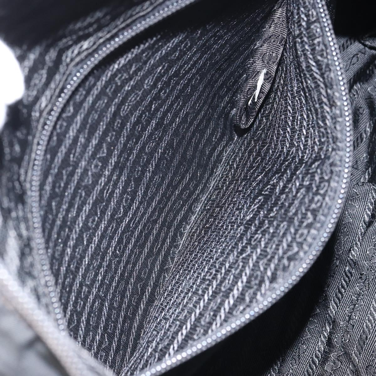 PRADA Shoulder Bag Nylon Black Silver Auth gh1639