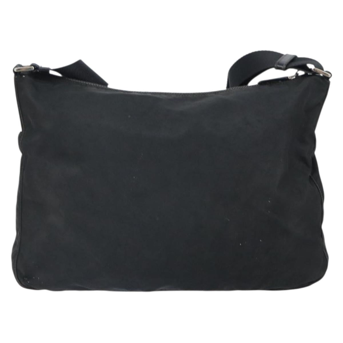 PRADA Shoulder Bag Nylon Black Silver Auth gh1639