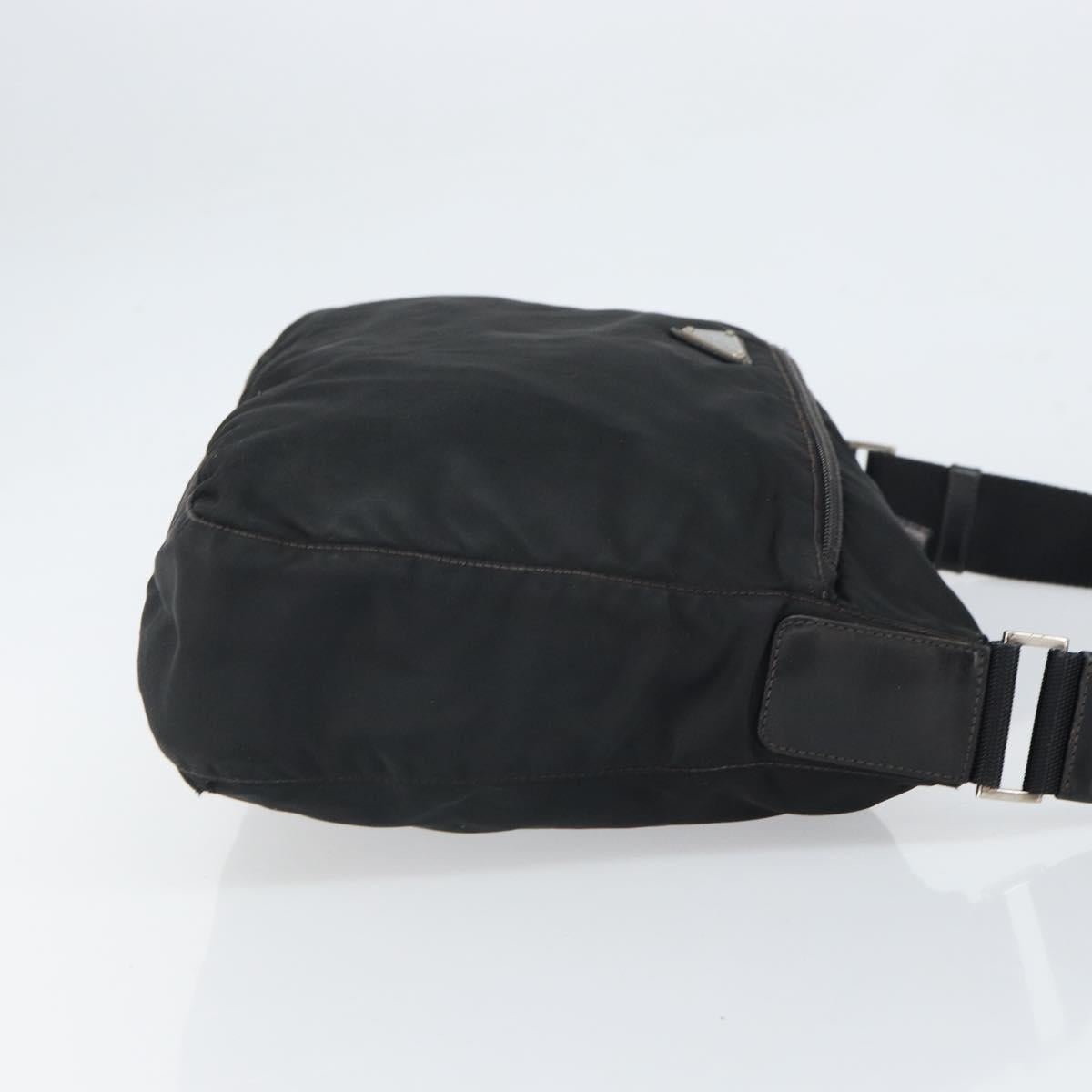 PRADA Shoulder Bag Nylon Black Silver Auth gh1639