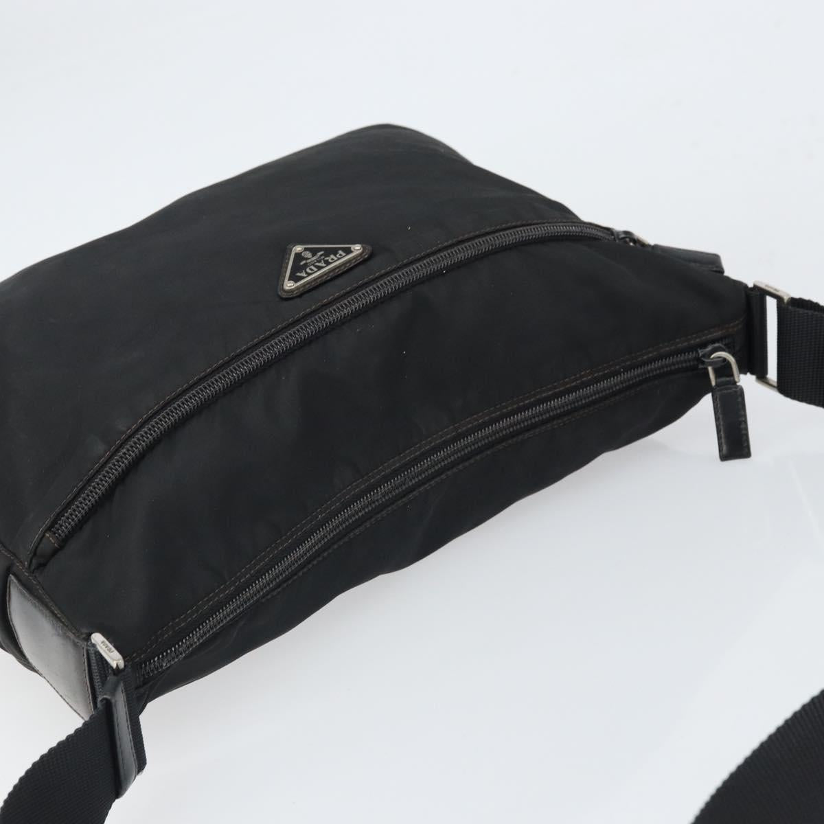 PRADA Shoulder Bag Nylon Black Silver Auth gh1639