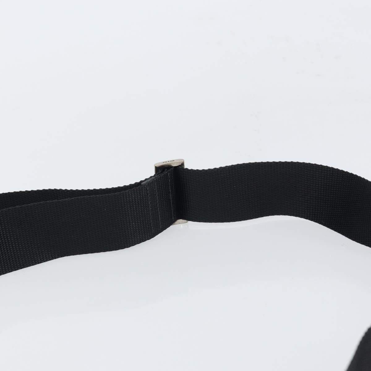 PRADA Shoulder Bag Nylon Black Silver Auth gh1639