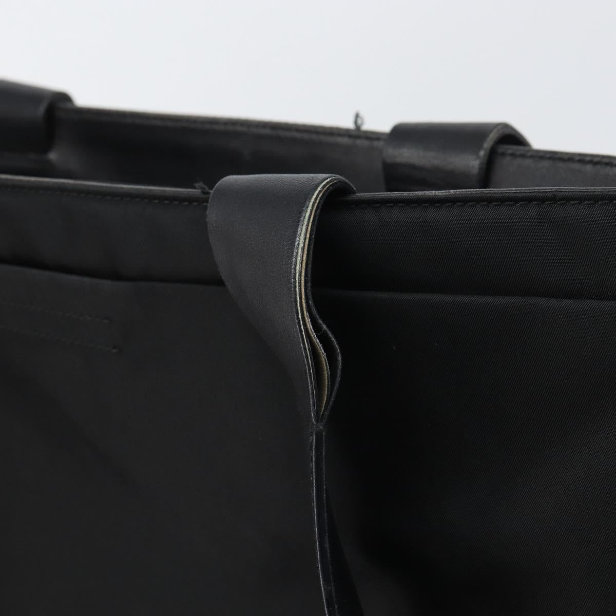 PRADA Tote Bag Nylon Leather Black Silver Auth gh1640