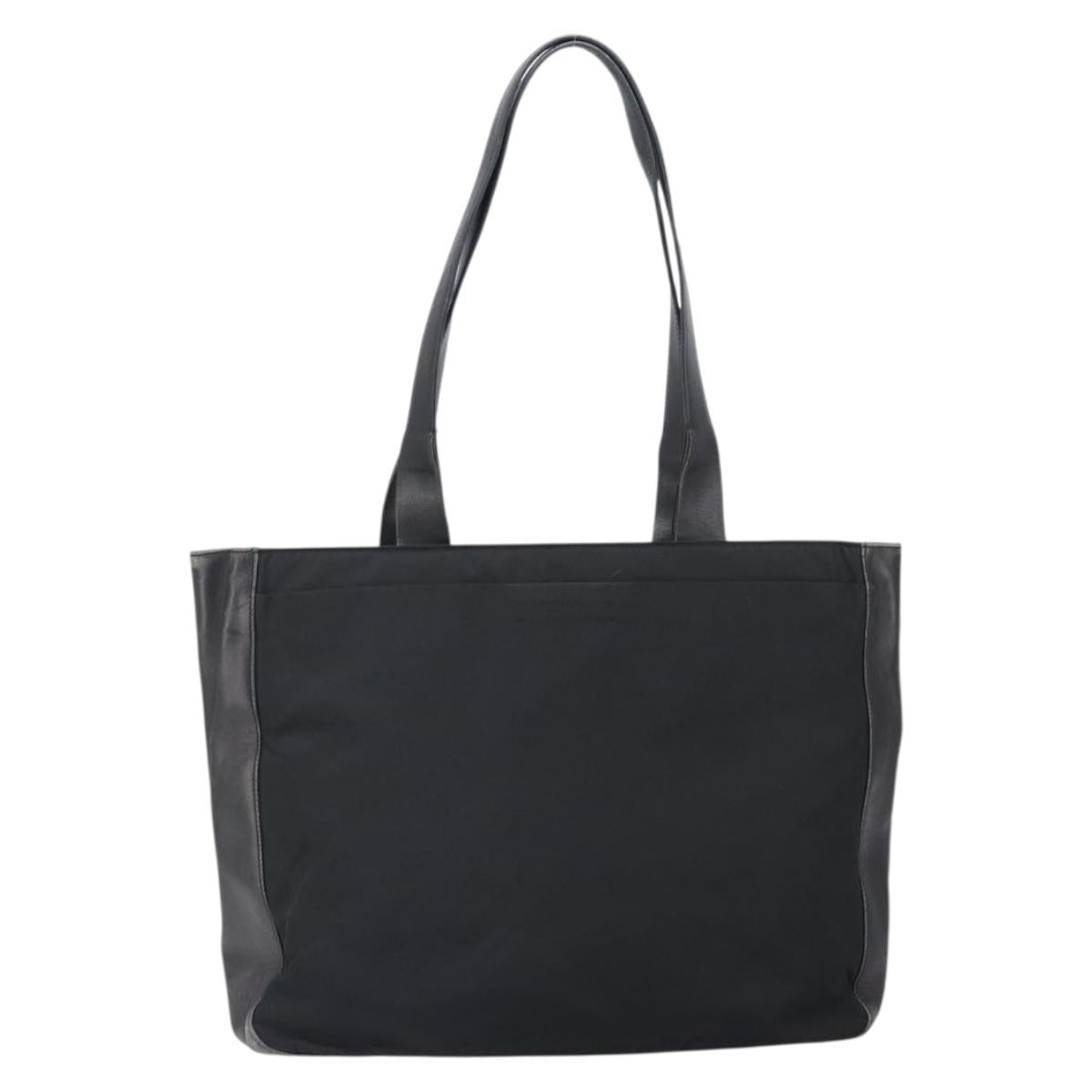 PRADA Tote Bag Nylon Leather Black Silver Auth gh1640
