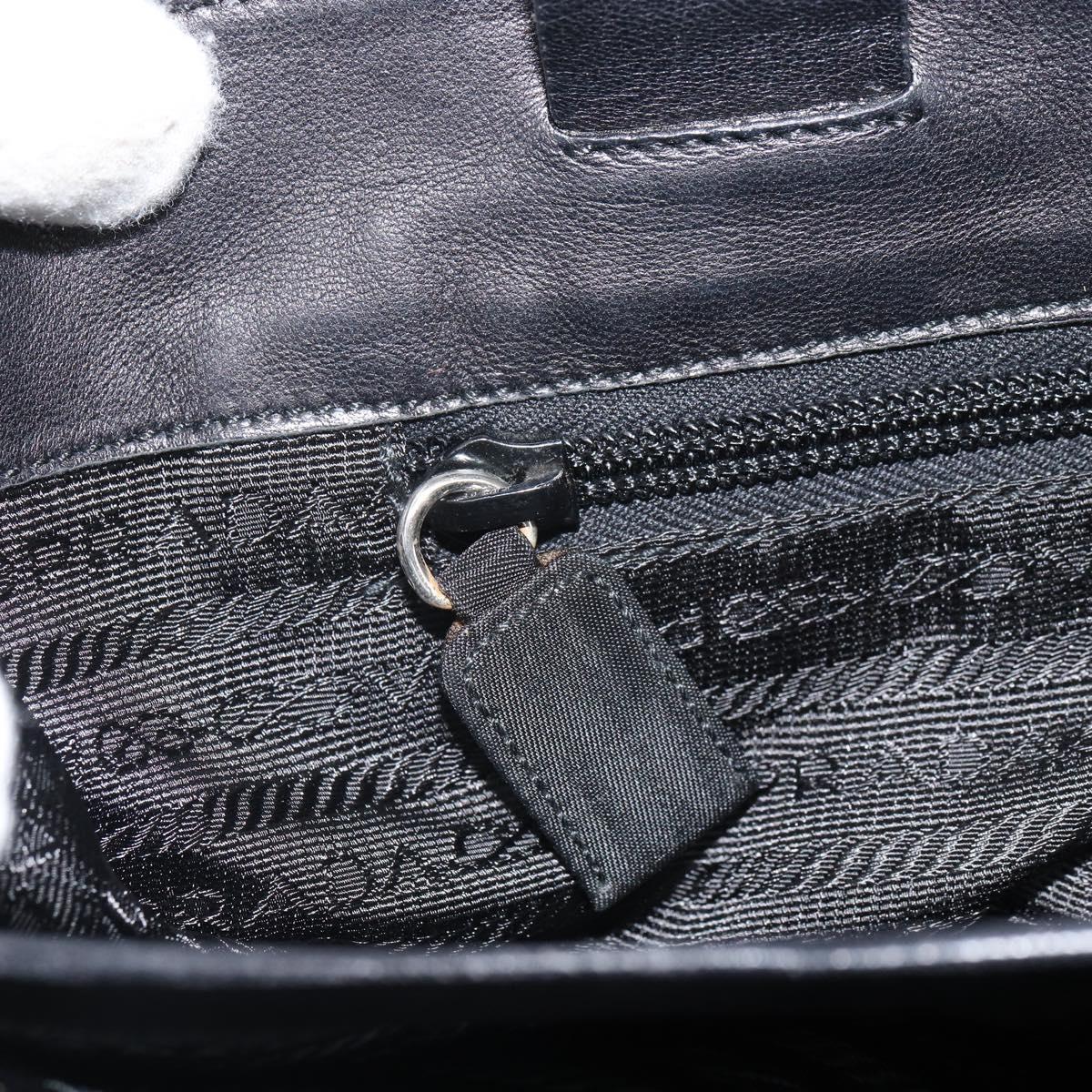 PRADA Tote Bag Nylon Leather Black Silver Auth gh1640