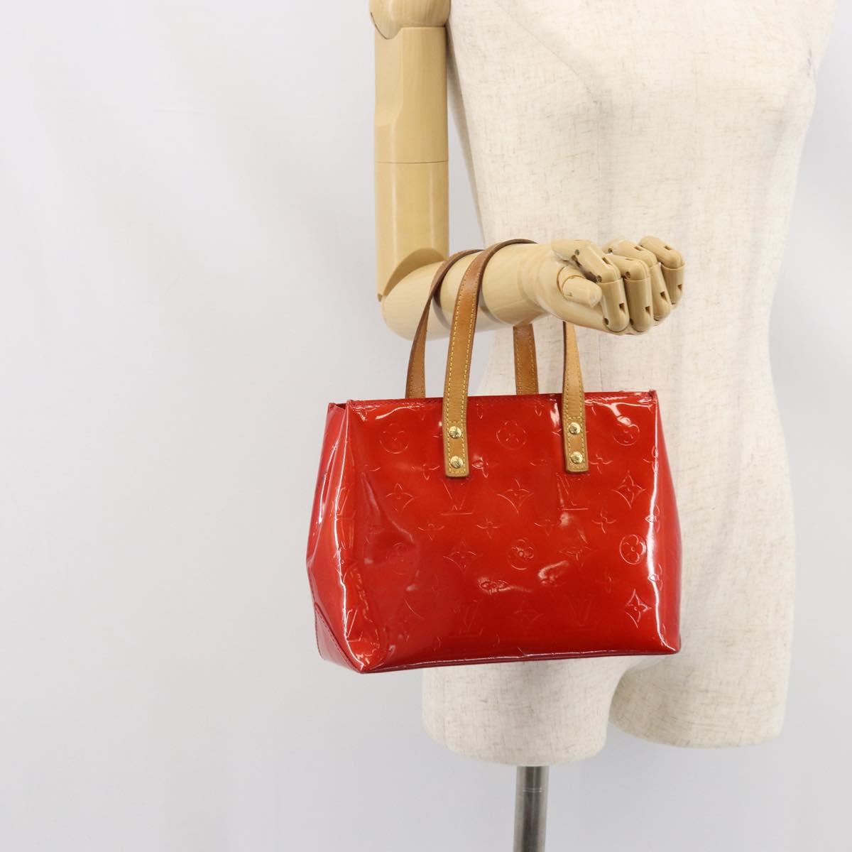 LOUIS VUITTON Monogram Vernis Reade PM Hand Bag Red Rouge M91088 LV Auth gh1641
