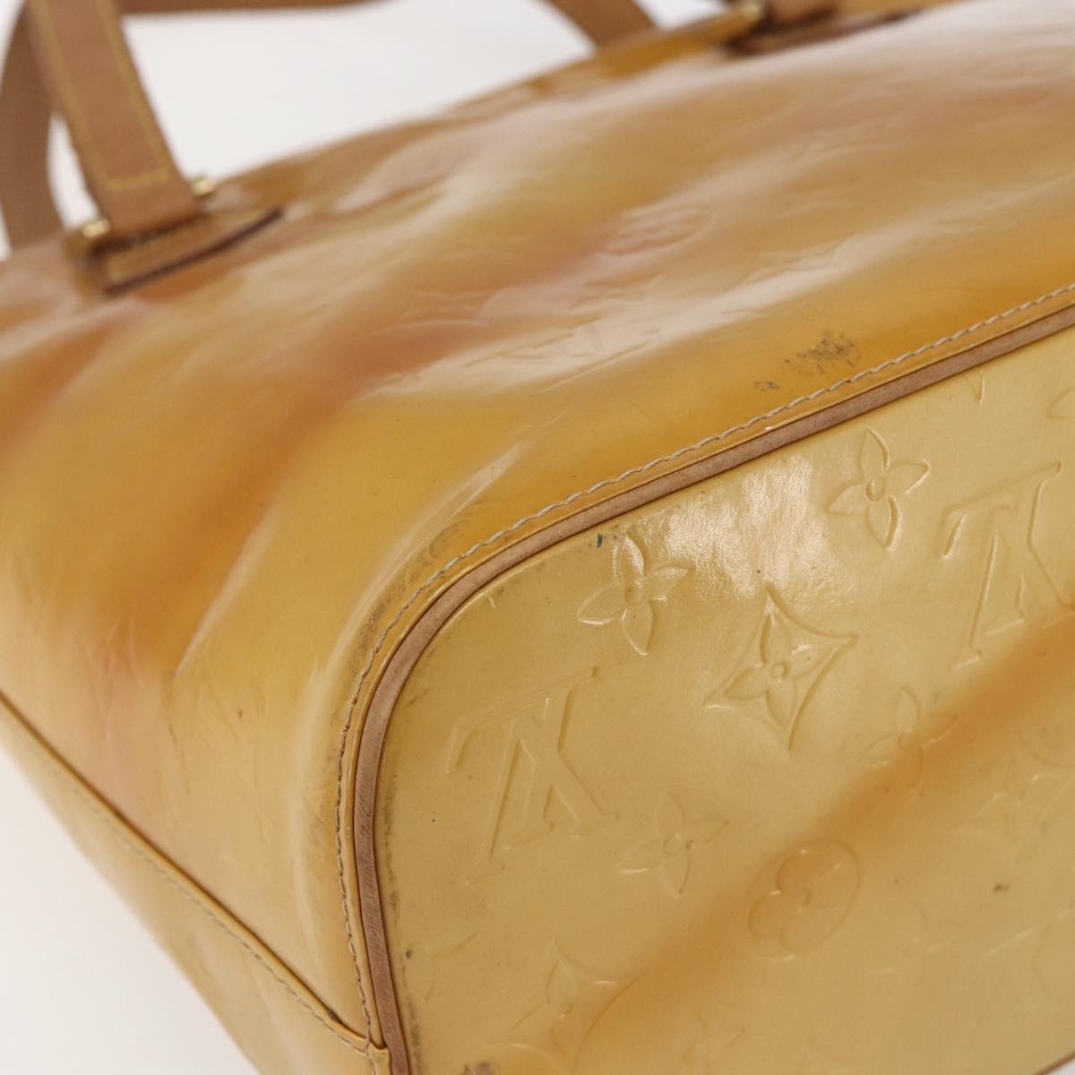 LOUIS VUITTON Monogram Vernis Houston Hand Bag Beige M91004 LV Auth gh1642