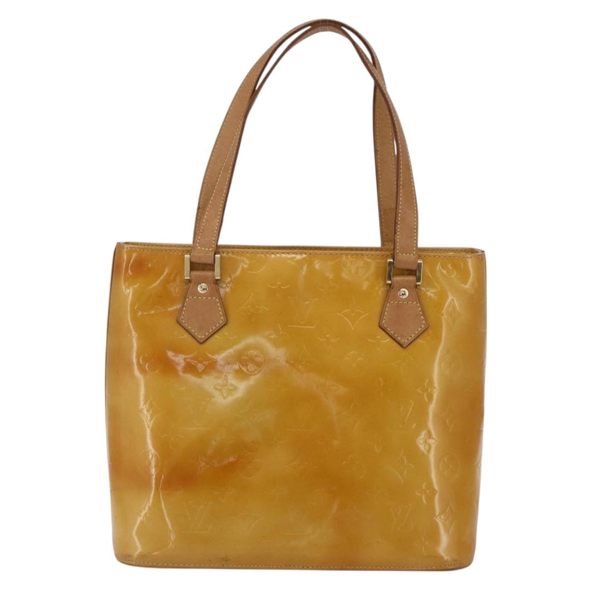 LOUIS VUITTON Monogram Vernis Houston Hand Bag Beige M91004 LV Auth gh1642
