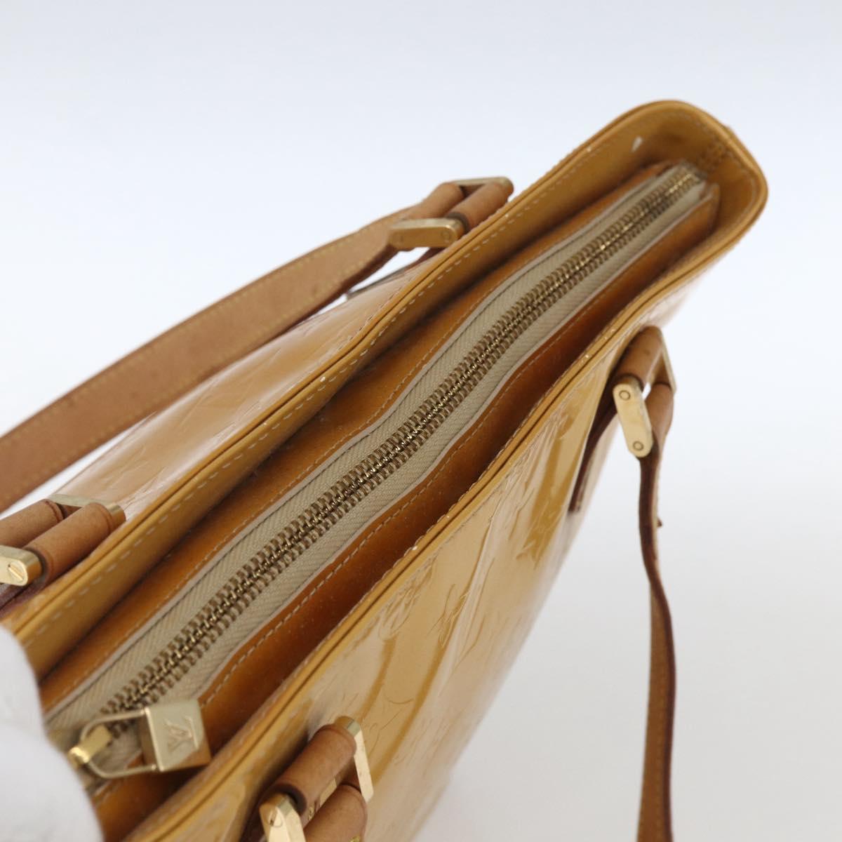 LOUIS VUITTON Monogram Vernis Houston Hand Bag Beige M91004 LV Auth gh1642