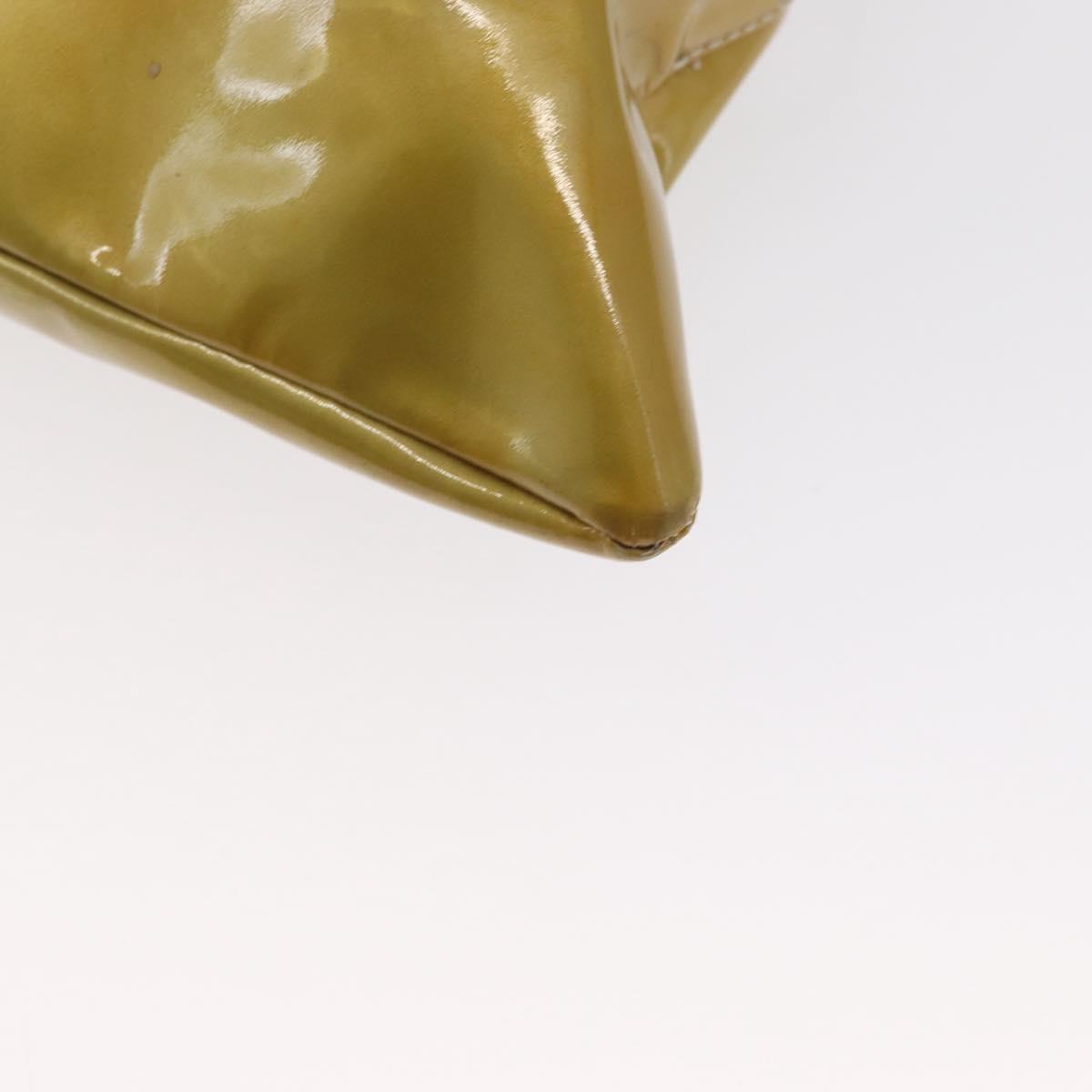 CHANEL COCO Mark Chain Tote Bag Patent leather Yellow Silver CC Auth gh1643