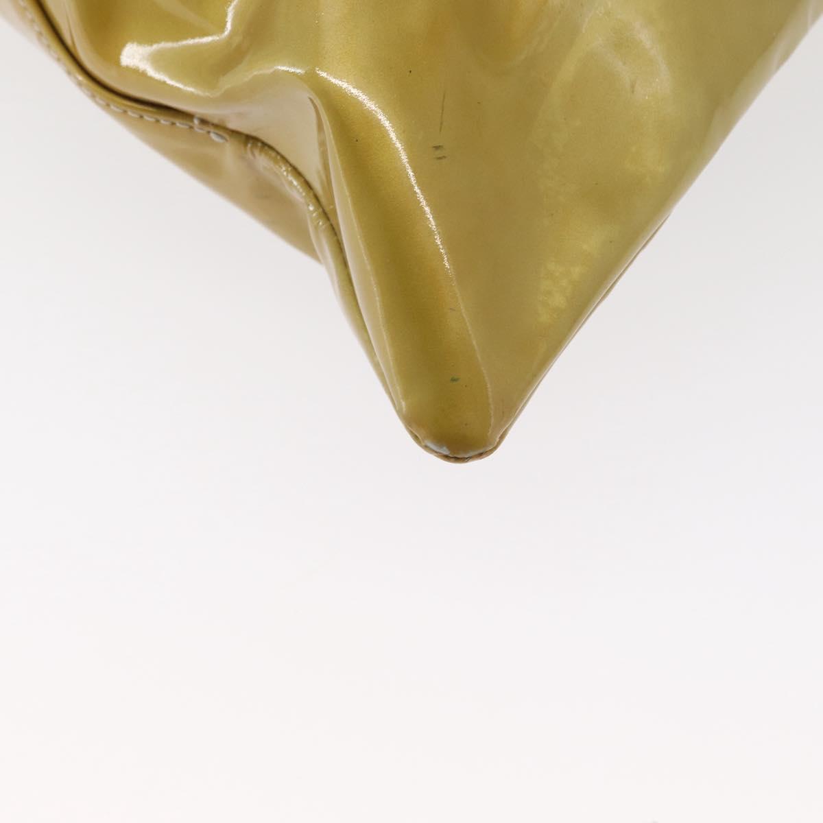 CHANEL COCO Mark Chain Tote Bag Patent leather Yellow Silver CC Auth gh1643