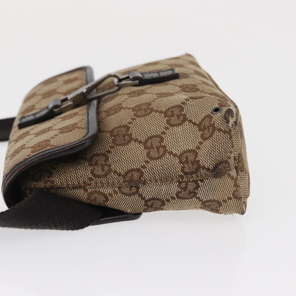 GUCCI GG Canvas Body Bag Beige Silver 92543 Auth gh1646