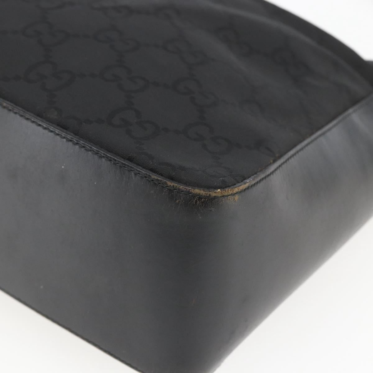 GUCCI GG Canvas Shoulder Bag Black Silver 001 3766 Auth gh1647