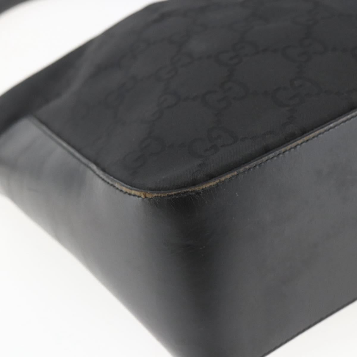 GUCCI GG Canvas Shoulder Bag Black Silver 001 3766 Auth gh1647