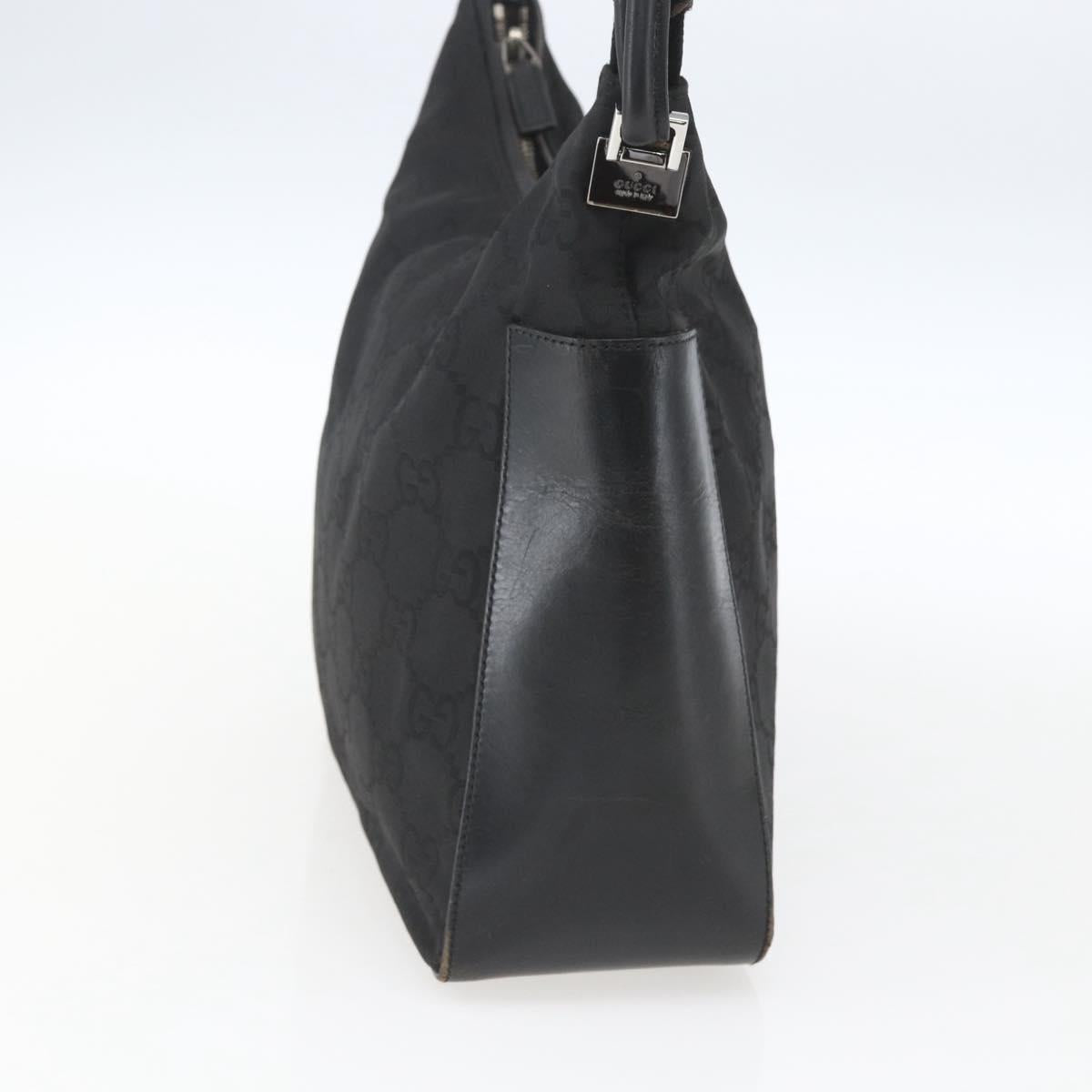 GUCCI GG Canvas Shoulder Bag Black Silver 001 3766 Auth gh1647