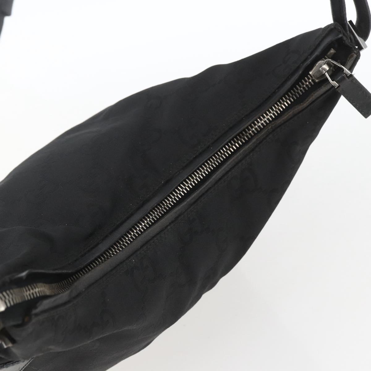 GUCCI GG Canvas Shoulder Bag Black Silver 001 3766 Auth gh1647