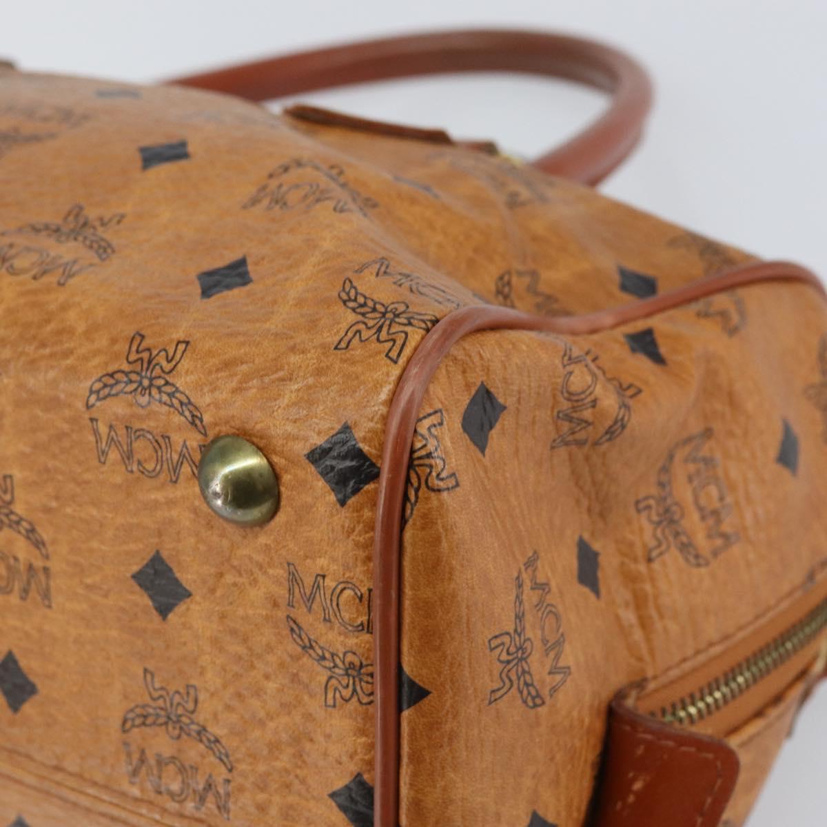 MCM Vicetos Logogram Hand Bag PVC Leather Brown Gold Auth gh1649