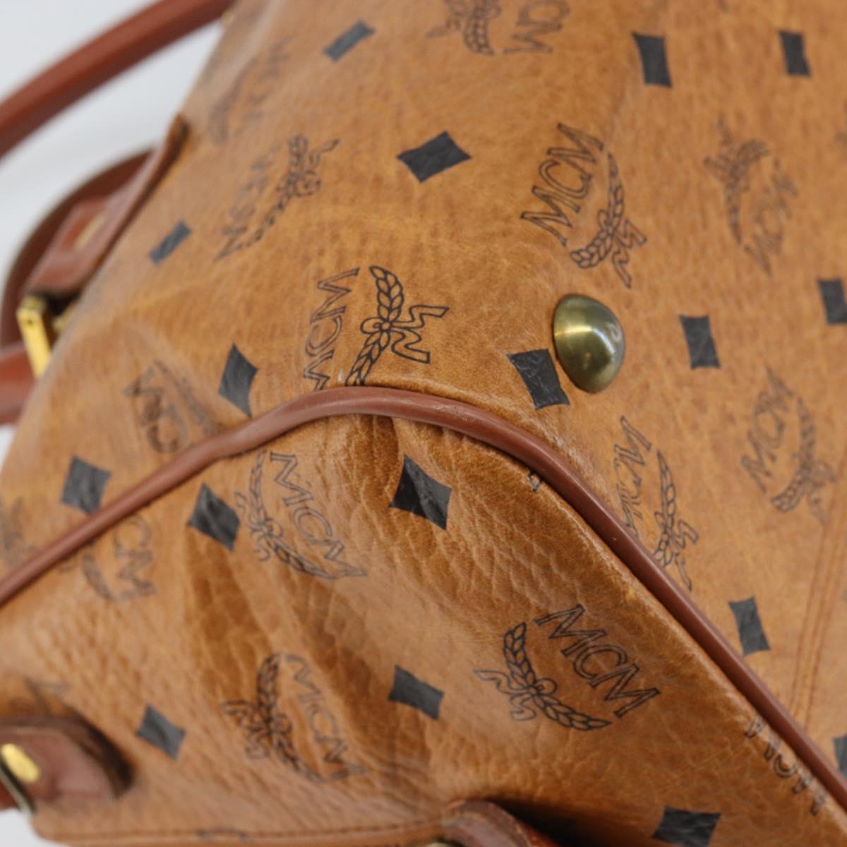 MCM Vicetos Logogram Hand Bag PVC Leather Brown Gold Auth gh1649