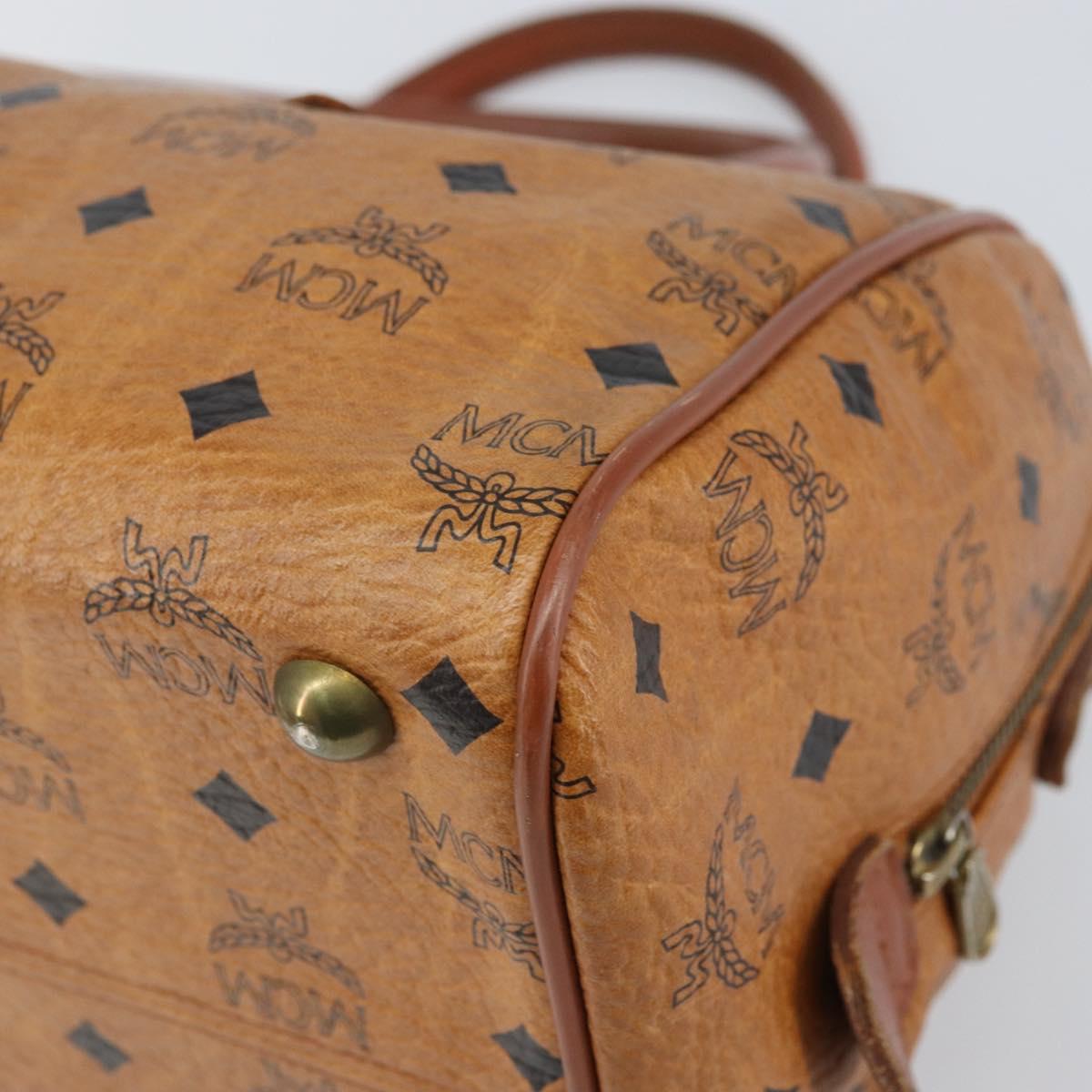 MCM Vicetos Logogram Hand Bag PVC Leather Brown Gold Auth gh1649