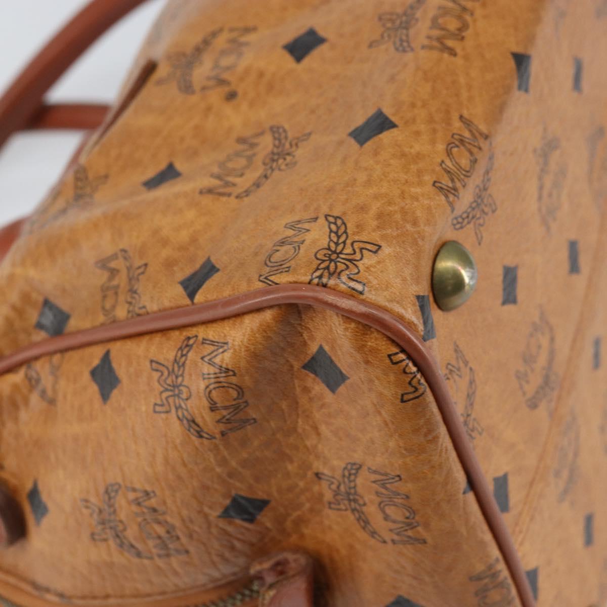 MCM Vicetos Logogram Hand Bag PVC Leather Brown Gold Auth gh1649