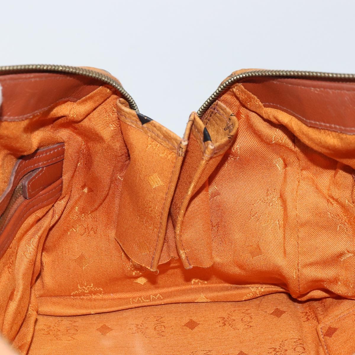 MCM Vicetos Logogram Hand Bag PVC Leather Brown Gold Auth gh1649