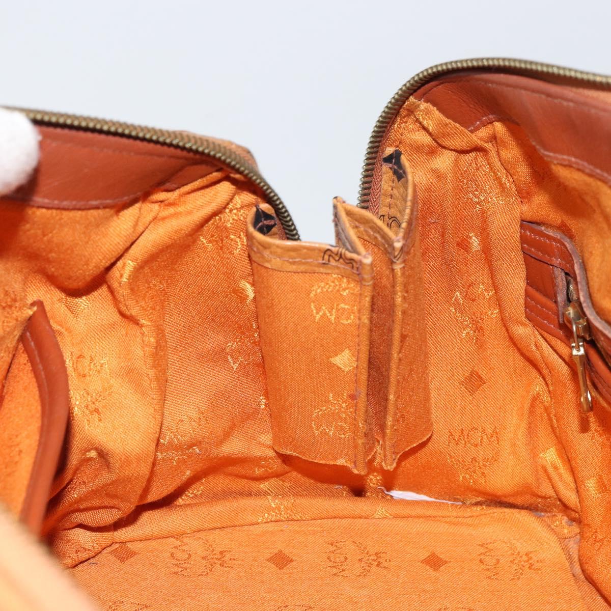 MCM Vicetos Logogram Hand Bag PVC Leather Brown Gold Auth gh1649