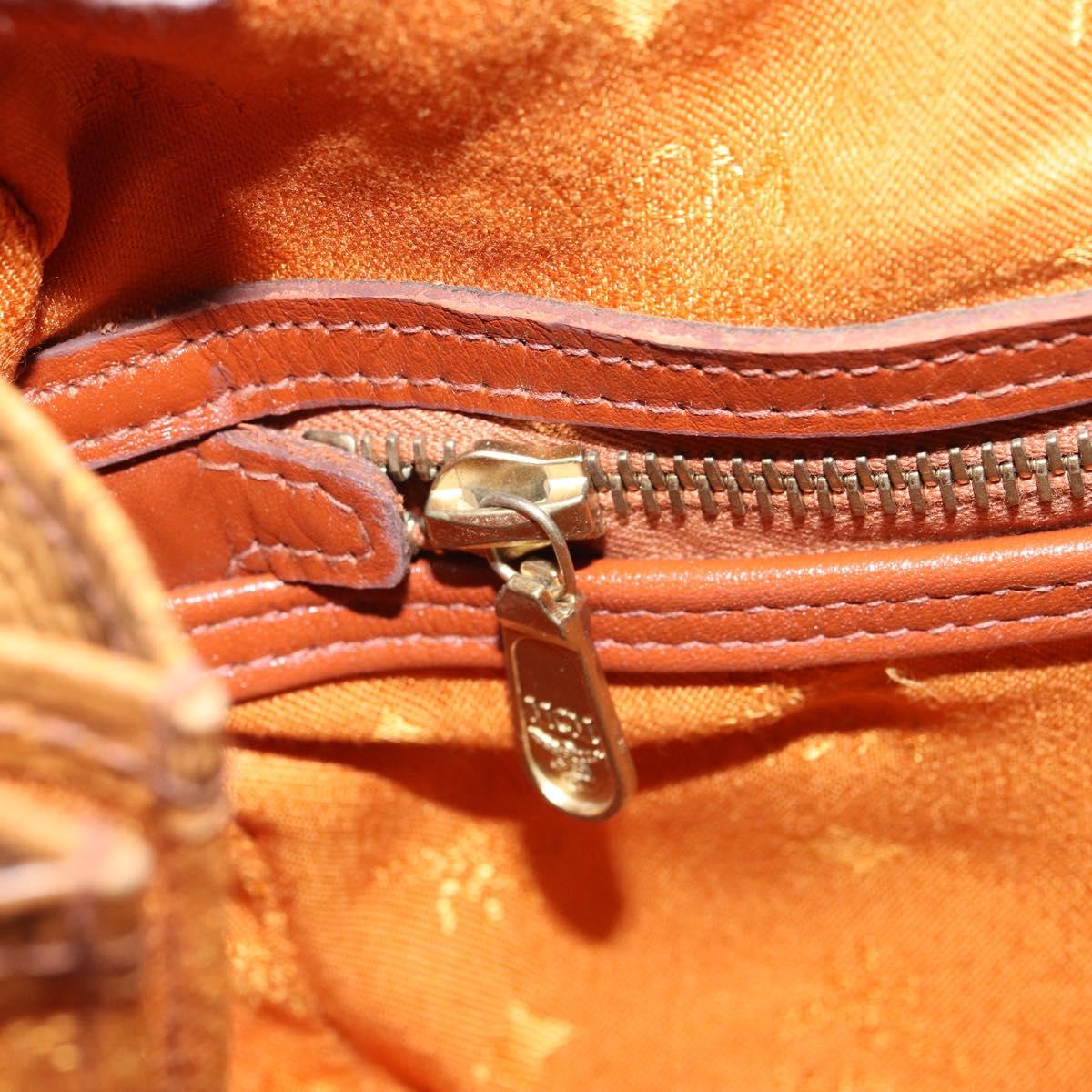 MCM Vicetos Logogram Hand Bag PVC Leather Brown Gold Auth gh1649