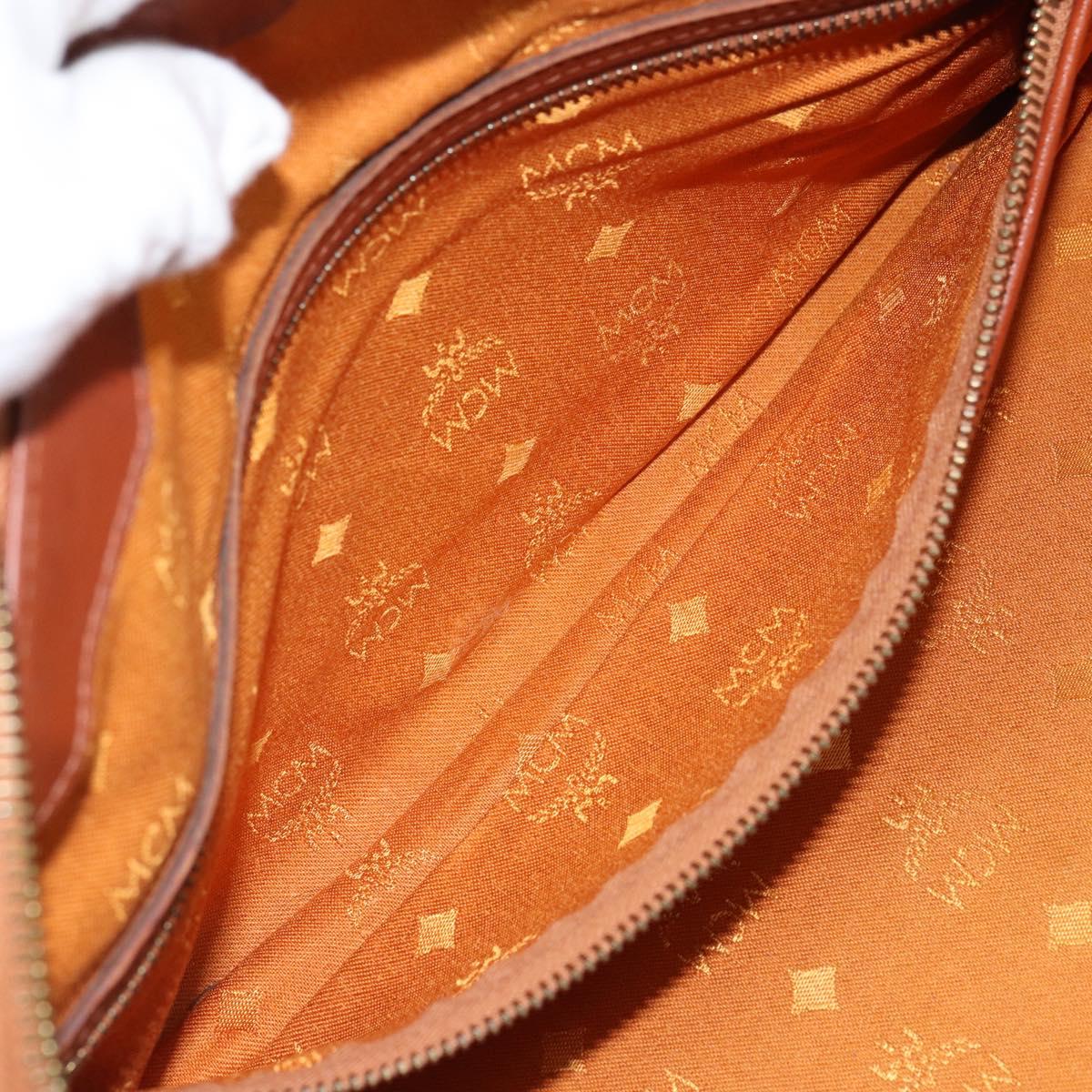 MCM Vicetos Logogram Hand Bag PVC Leather Brown Gold Auth gh1649