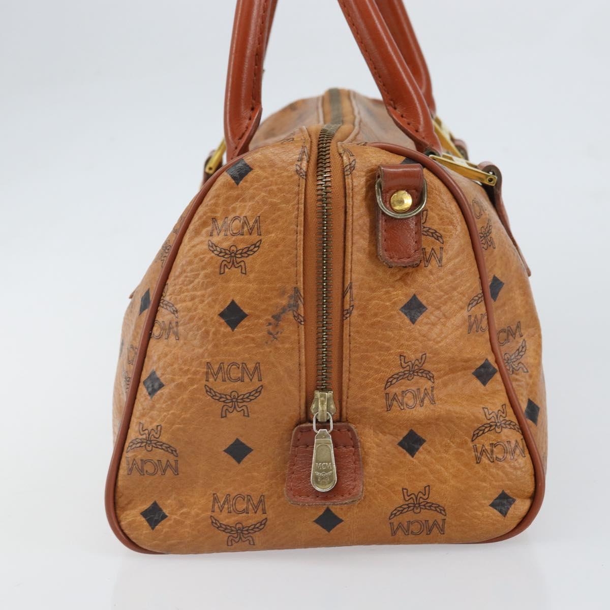 MCM Vicetos Logogram Hand Bag PVC Leather Brown Gold Auth gh1649