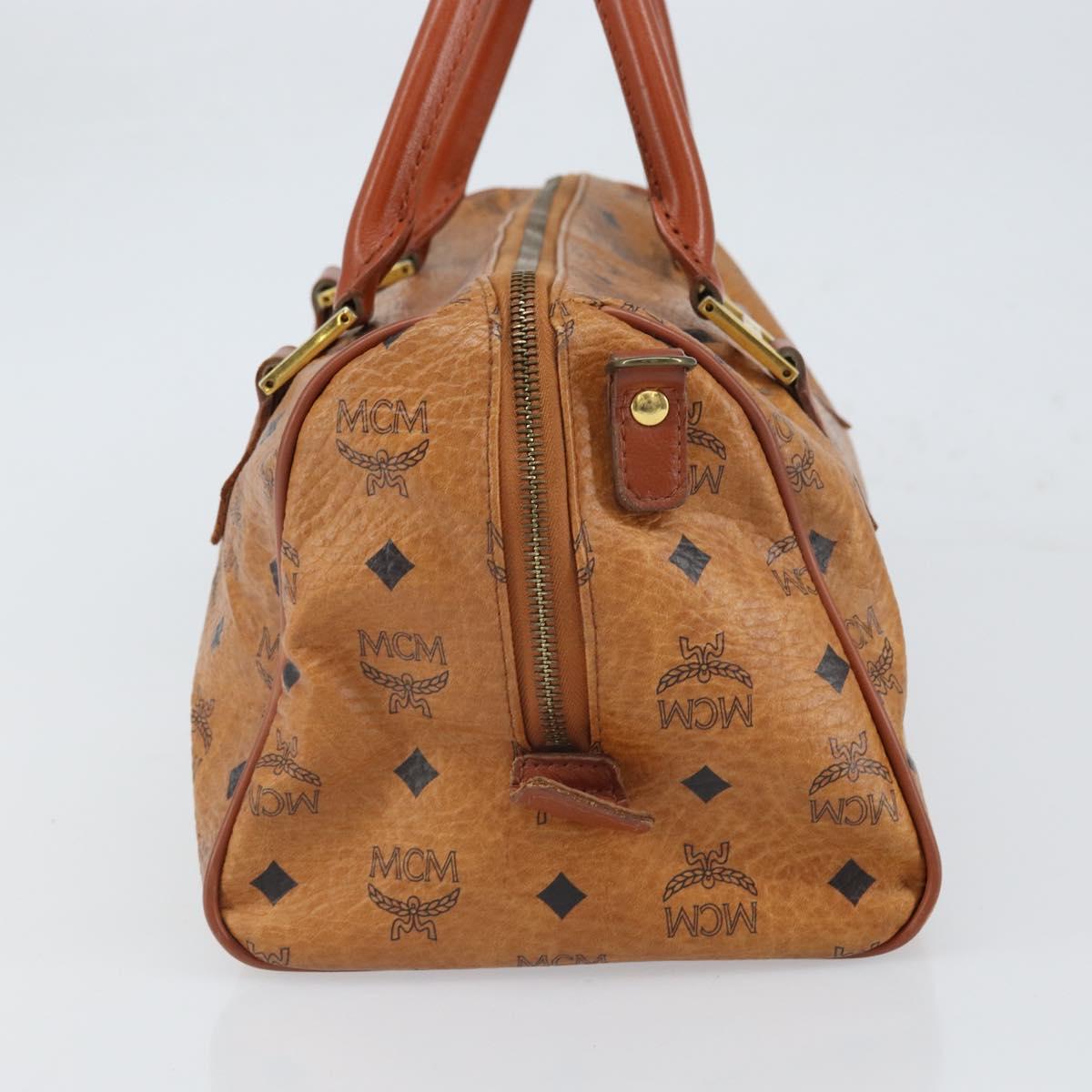 MCM Vicetos Logogram Hand Bag PVC Leather Brown Gold Auth gh1649