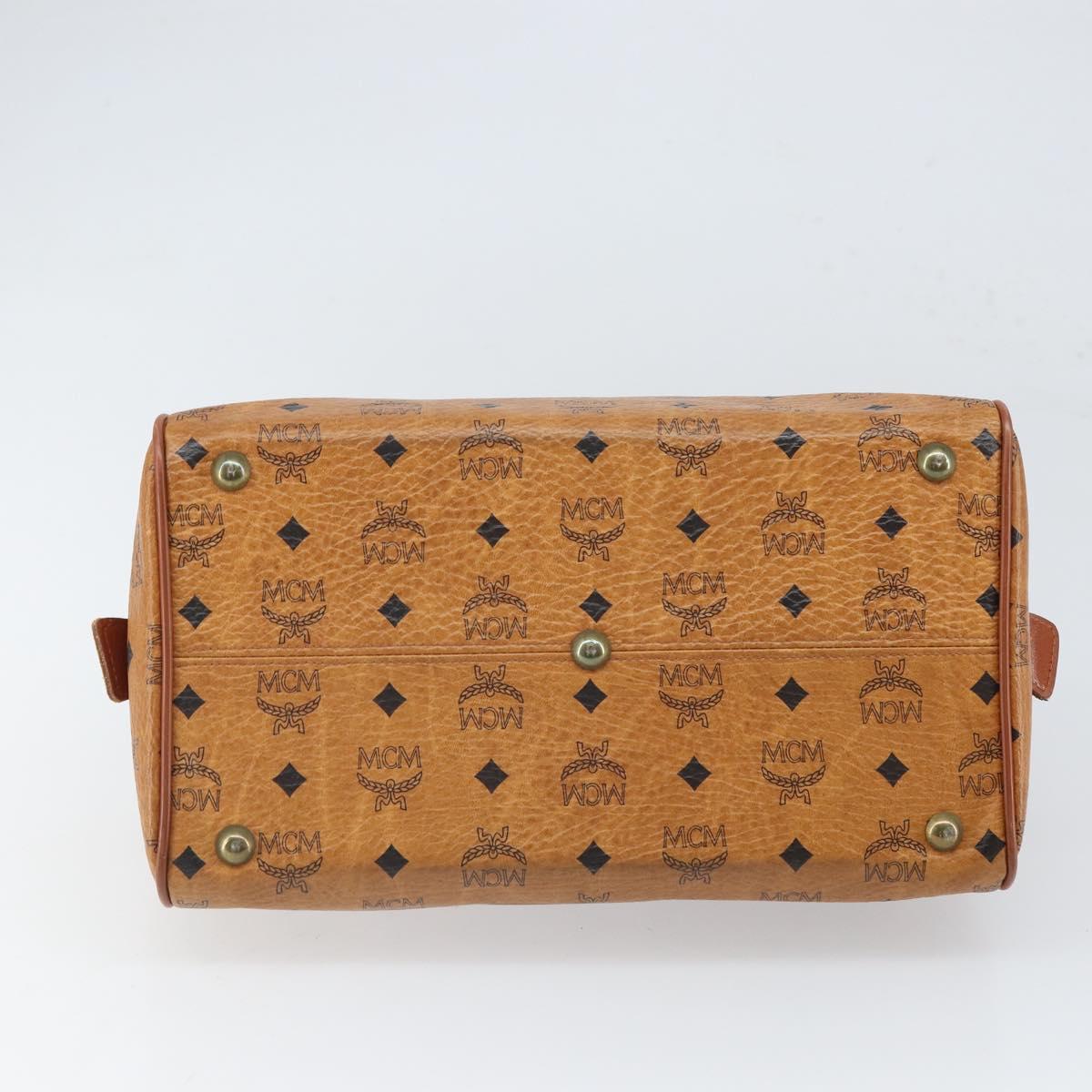 MCM Vicetos Logogram Hand Bag PVC Leather Brown Gold Auth gh1649